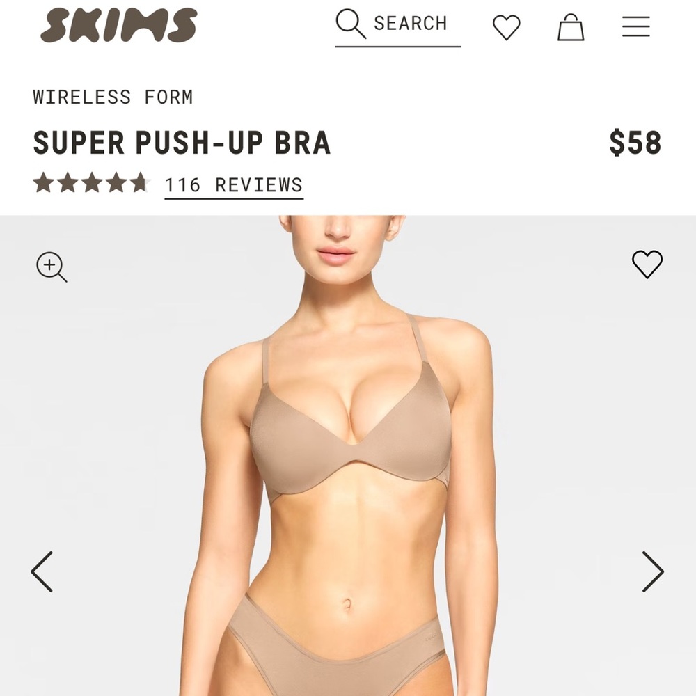 SKIMS WIRELESS FORM SUPER PUSH-UP PLUNGE BRA - Clay 38B